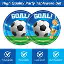 3 x 48Pcs Soccer Birthday Party Decorations for 16 Guests,Soccer Game Theme Party Plates and Napkins Forks for Kids Baby Shower Birthday Supplies Set (blue and green)