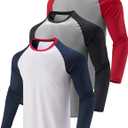 3 Pack: Men's Dry Fit Long Sleeve T Shirts, Lightweight Athletic Performance Tops with Thumb Holes Hiking