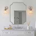 MIRRORART 24x32'' Brushed Nickel Scalloped Bathroom Mirrors for Wall