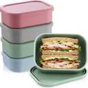 Layhit 4 Pcs Silicone Bento Box Lunch Box for Adult, 23.7 oz Reusable Sandwich Containers Food Storage with Lids Airtight for Lunch Meals Snacks, Dishwasher Freezer Safe (Gray Lotus Pink Multicolor)