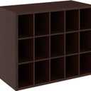 ClosetMaid 15 Cube Stackable Storage Organizer for Shoes, Bags, Crafts, Hobbies with Wood Shelves, for Closet, Entryway or Mudroom, Espresso