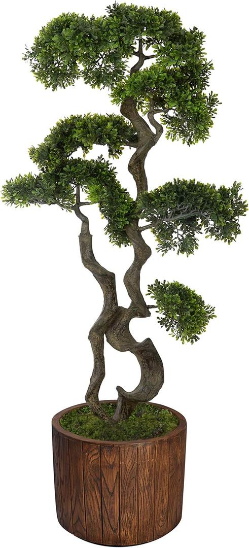 Vintage Home Artificial Faux Vintage Real Touch 50" Tall Bonsai Tree and Fiberstone Planter, Indoor and Outdoor use