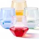 Goodluck 40 PCS Diamond Stemless Plastic Wine Whiskey Glasses, 12 Oz Disposable Cocktail Glasses, Suitable for Weddings, Birthday Parties, Family Gatherings, Bars, Multi-Color Cups