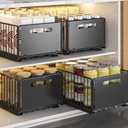 Pull Out Cabinet Organizer Slide Out Drawer Storage Shelves Cupboard Organiser Sliding Cabinet Basket for Kitchen No Drilling and Nailing (Black, 4Piece 9.8" W X15 D X 7.5" H)