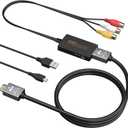 RCA to HDMI Converter, Composite AV to HDMI Converter Support 1080P with HDMI Cable for Xbox/Wii/PS1/PS2/PS3/GameCube/N64/VHS/VCR/DVR Players (Black)