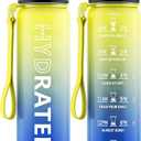 QLUR Water Bottle with Straw, 32oz Motivational Water Bottles with Time Marker to Drink, Tritan BPA Free, 1L Sports Water Bottle with Carry Strap LeakProof for Women Gym Fitness Outdoor (1 Pack)