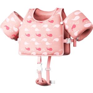 Toddler Swim Vest, Toddler Floaties Fit 20-66LBS, Swim Vest for Toddlers Learning to Swim, Puddle Kids Jumper with Adjustable Strap, Swim Jacket Arm Floaties for Baby Boys Girls 1-7 Years Old (Pink)