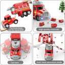 2 in 1 Fire Trucks for Toddlers 3-5, Carrier Vehicles Toy with 8 Cars, Transport Race Tracks with Light and Sound, Educational Birthday Gifts for Kids Boys Girls Ages 3 4 5 6