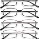 6-Pack Metal Reading Glasses Blue Light Blocking Spring Hinge Readers Lightweight Sturdy Comfortable