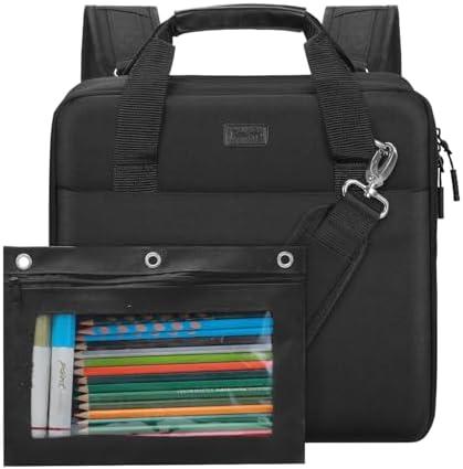 Realove 3 Inch 3 Ring Zipper Binder with Double Shoulder Strap & Handle - 3” D-Ring Binder with Zipper with Multi-Pocket (for 13” Laptop & Tablet and Smaller) for School-Black(Pen not Included)