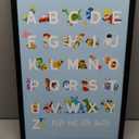 Disney Pixar Alphabet Framed Wood Wall Decor - Large Pixar Movie Wall Art Featuring Toy Story, Cars, The Incredibles and More (Blue)