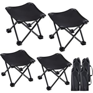 Ripeng 4 Pcs Portable Airplane Travel Foot Rest, Folding Camping Stool, Under Desk Foot Rest at Work for Long Flight, Home and Office Outdoor Hiking Fishing with Carry Bag