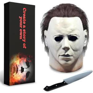Halloween Mask for Adult With Classic Knife Realistic Horror mask Scary Halloween Cosplay mask(A)