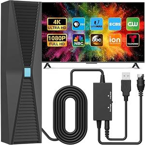 TV Antenna for Smart & Old TVs,2500+ Miles Range Strongest Digital HD TV Antenna Indoor Support 4K 1080P VHF UHF, 360 Long Range Reception with Signal Amplifier
