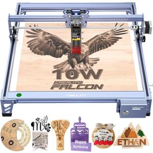 Creality Falcon 10W Laser Engraver Machine, 0.06mm High Precision Laser Engraving Machine 72W Laser Cutter and Engraver Machine for Wood Metal Acrylic Leather, 15.7"16.3" Workspace