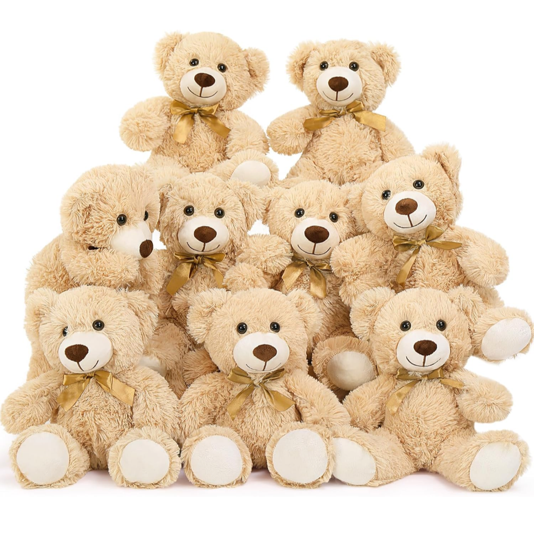 MaoGoLan 9 Pack Teddy Bears Bulk for Baby Shower, 14" Small Teddy Bear Plush Toy, Cute Stuffed Bears Bulk for Kids Girlfriend, Wholesale Small Bear for Wedding,Birthday,Christmas, Party Decorations