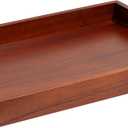 Acacia Wood Serving Tray with Polished Gold Stainless Steel Metal Handles, 17.5x12in Large Ottoman Food Drinks Coffee Table, Breakfast, Dinner & Bar, Kitchen, Bedroom Gift Box