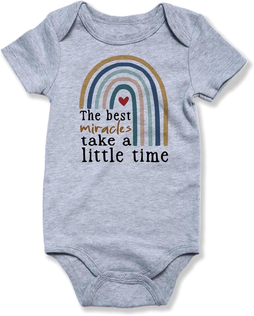 hrcfbk Newborn Infant Baby Boys Girls Bodysuit Short Sleeve Funny Letters Print Romper Reveal Pregnancy Announcement Clothes, Size: 3-6 Months