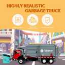 FUBARBAR Truck Toy Model 1:43 Diecast Metal Garbage Recycling Waste Transport Truck with Trash Bin, Pull Back Model Car Toy for Kids 4-6 Age Boys Birthday Gift (Grey)