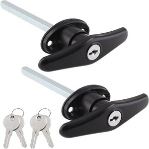 Truck Cap Locking T-Handles 2 Pack Camper Topper Lock, Camper Shell Locks and Keys T-Handle Canopy Replacement Lock, Black T Handle Garage Lock Blind Mount Locking T-Handle Leer Lock