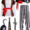BanKids Pirate Costume for Kids Pirate Role Play Dress Up Boys Halloween Costume Cosplay Birthday Party (M(4-5Years))