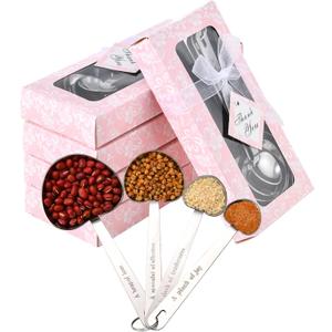 30 sets of heart-shaped measuring spoons, stainless steel measuring spoons, bridal gifts, wedding gifts, baby showers, birthday party souvenirs, and personal package for guests (pink)