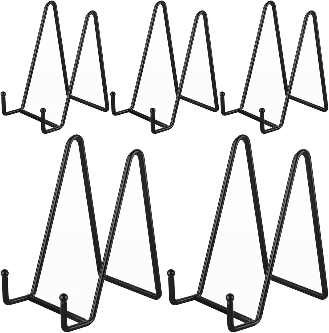 IBosins 5 Pack 6 Inch Plate Holder Display Stands, Metal Black Frame Stand for Picture, Book, Photo Easel, Creation, Collectibles