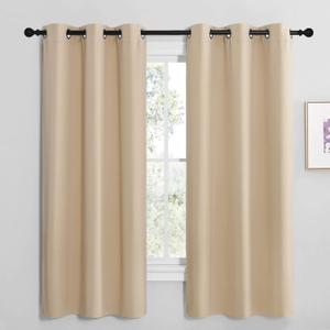 NICETOWN Room Darkening Curtain Panels for Cafe, Thermal Insulated Grommet Room Darkening Draperies/Drapes for Window (Biscotti Beige, 2 Panels, W42 x L68 -inch)