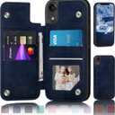DJDUCK Designed for iPhone XR Case Wallet with Card Holder, [Magnetic Clasp Cover] [RFID Blocking Leather Protection] Shockproof Women Men Cases 6.1 Inch for Apple XR Dark Blue