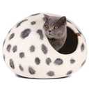 MEOWFIA Cat Cave – Premium Felt Cat Bed for Indoor Cats, Handmade Merino Wool (Snow Leopard, Medium)