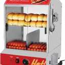 Hot Dog Steamer Machine, 31.7QT/30L, 2-Tier Electric Hot Dog Steamer with Bun Warmer, Adjustable Temperature, Hot Dog Hut Steamer with Visible Glass Sliding Door, 175 Hot Dogs & 40 Buns Capacity