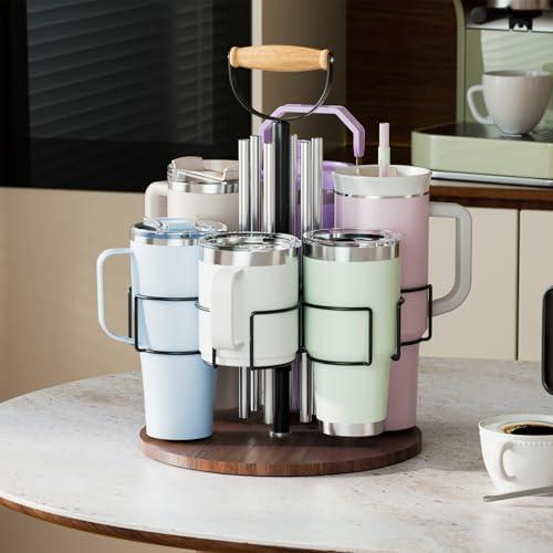 VERIFOST Water Bottle Organizer Compatible for Stanley 40 oz Tumbler with Handle, Rotatable Cup Holder Compatible for Stanley Cup with Straw Organizer, Height Adjustable Tumbler Storage Organizer