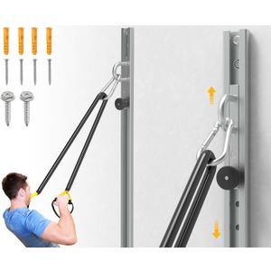 Adjustable Wall-Mounted Anchor Fitness System With Automatic Locking Function Resistance Band Wall Anchor Exercise Equipment for at Home Gym Fitness Workout, Black