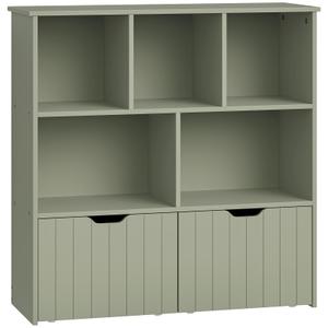 HOOBRO Toy Storage Organizer, Toy Organizers and Storage with 2 Movable Drawers and 5 Cubbies, Toy Chest Shelf for Books or Dolls, Kids Bookshelf and Toy Storage for Playroom, Green GN88CW01