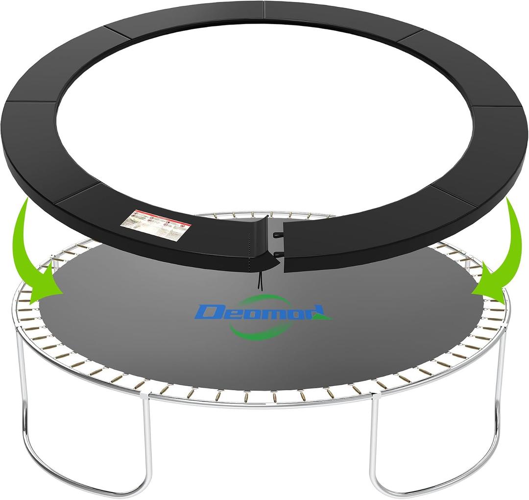 Deomod Trampoline Pad, 10FT 12FT 14FT Trampoline Replacement Safety Pad, Universal Trampoline Pads, Spring Cover, Waterproof, Tear Resistant, Round Arch Trampoline Parts for Kids, Black