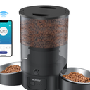 SURDY Automatic Cat Feeder with 5G WiFi, 20 Cups/5L Automatic Cat Food Dispenser for 2 Cats Smart Pet Feeder with APP Control for Remote Feeding (Black, 5L)