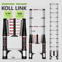 Telescoping Ladder,12.5 FT Aluminum Lightweight Extension Ladder with 2 Triangle Stabilizers, Heavy Duty 330lbs Max Capacity