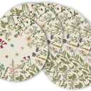 Artoid Mode Antique Herbs Wild Flowers Spring Round Placemats Set of 6, 14 Inch Summer Round Table Mats for Dining Decoration