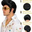4pcs Set 50s 60s Rock Legend Wig for Men Singer Rocker Costume Wig for Cosplay Halloween Party