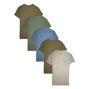 Fruit of the Loom Men's Pocket T-Shirt Multipack (4Pack), Earth Tones (5 Pack),Extra Large, Earth Tone 