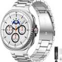 Lerobo Stainless Steel Band Compatible with Samsung Galaxy Watch 8 7 6 5 4 FE 40mm 44mm 45mm/Galaxy Watch 8 Classic 6 4 Classic 43mm 47mm 42mm 46mm, 20mm Metal Replacement Band for Men Women (Silver)