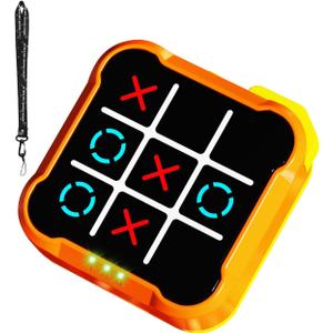 5-in-1 Tic Tac Toe Bolt Game, Portable Travel Car Games with Silent Mode for Kids Boys Girls, Handheld Electronic Toy with Hanging Rope for Car Ride, Learning Toy for Memory Growth (Orange)