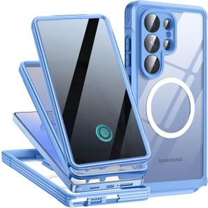 Magnetic for Samsung Galaxy S26 Ultra Case with Privacy Screen Protector, Compatible with Magsafe, Military Grade Protection, Anti-peep Privacy Screen Full Body Shockproof Phone Cover 6.9", Blue