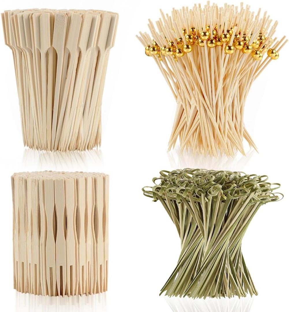 400 Cocktail Picks Bamboo Skewers for Appetizers,Fancy Toothpicks for Appetizers 4.7"Eco-Friendly Cocktail Toothpicks for Food Sticks Party Drinks,Food Picks for Charcuterie Boards Accessories