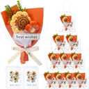 Employee Appreciation Crochet Bouquet Handmade Knitted Artificial Flowers Party Decor a Bunch of Love Cards in Gift Bags for Co-Workers, Boss, or Team Members(10 Sets,Sunflower)