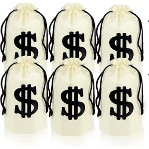 Eylola Money Bags - 48 Pcs 6.3 x 9 Inch PE Dollar Sign Casino Theme Party Decorations, Boss Baby Birthday Goody Bags
