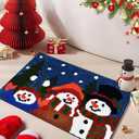Quimoy Christmas Bath Mat, Non Slip Washable Snowman Bathroom Rugs, Shaggy Christmas Bath Rug for Winter Bathroom Decor