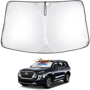 Windshield Sun Shade Custom Fit Accessories Foldable Sun Shield Reflective Polyester Sun Visor Cover Block Heat and Sun Protection, 9 pcs item