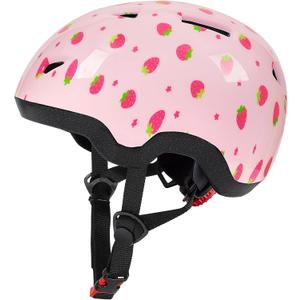 Toddler Helmet, Baby Infant Kids Bike Helmet for Kids Age 1-3/2-4/3-5/5-8 Adjustable Toddler Bike Helmets for Boys Girls for Scooter Skateboard Cycling (Pink-Strawberry)