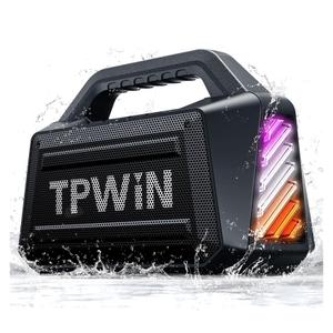 TPWIN Portable Bluetooth Speakers - Wireless Jobsite Speaker 80W Peak, TWS, Light Shows, Loud Speaker with Deep Bass, BT 5.3, IPX6 Waterproof, 20H Playtime for Outdoor Beach Camping Garage - Yellow
